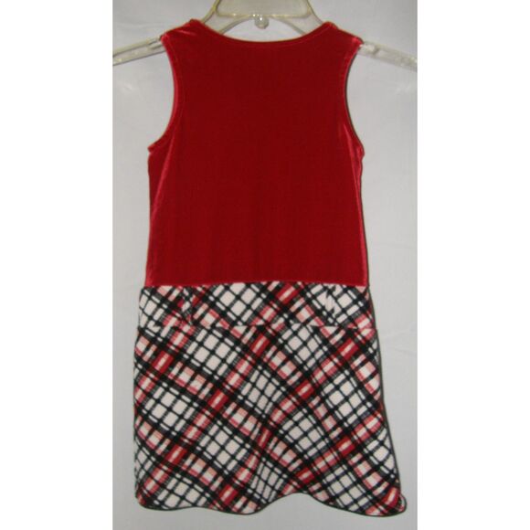 Girl Sz 6 Sleeveless Soft Stretchy Red White & Black Knee Length Dress KNITWORKS - Picture 2 of 2